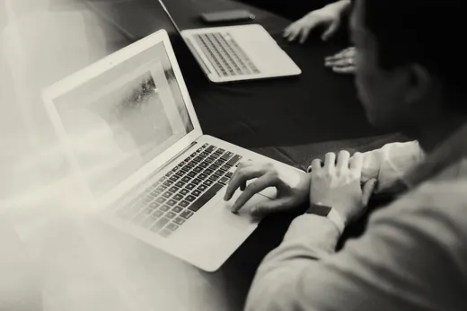 Executive working on a laptop
